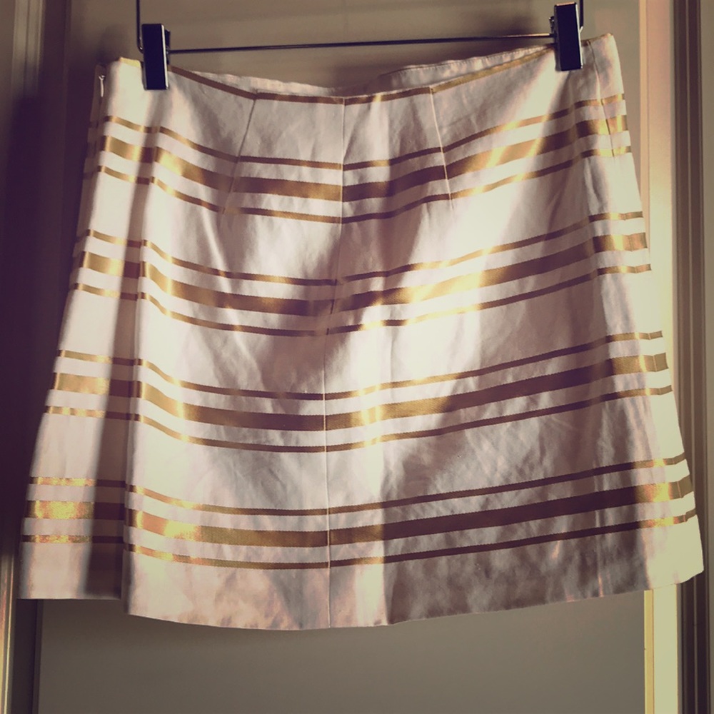 J Crew Gold and White stripped Mini